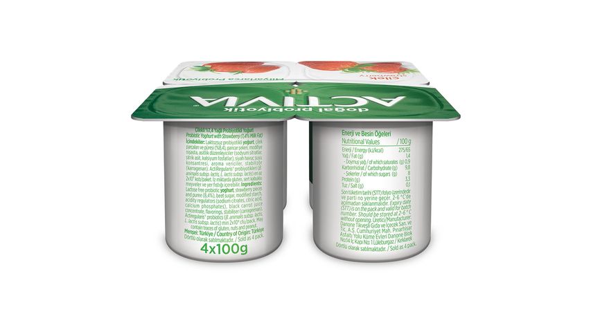 Activia Probiotic Strawberry Yogurt 4 x 100 g