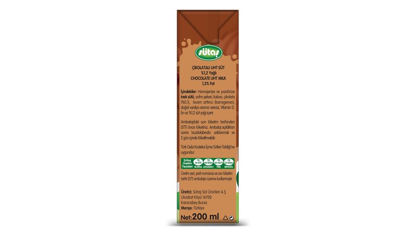 Sütaş D Vitaminli Çikolatalı Süt 200 ml