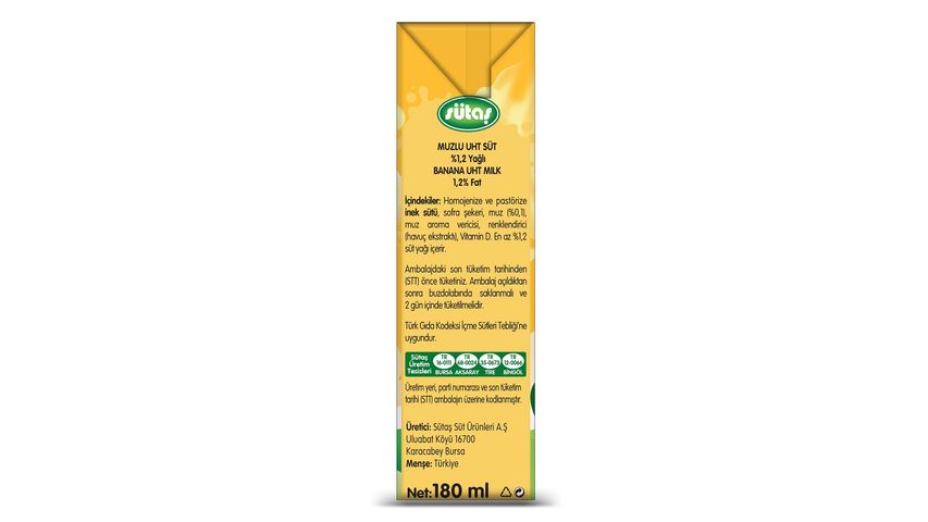 Sütaş D Vitaminli Muzlu Süt 200 ml