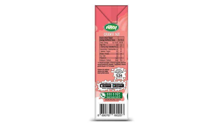 Sütaş Strawberry Milk with Vitamin D 200 ml