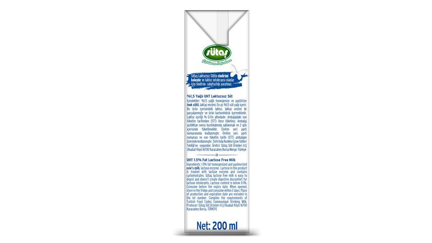 Sütaş Laktozsuz Süt 200 ml