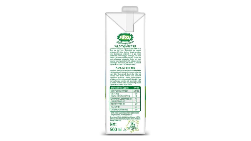 Sütaş %2,5 Yağlı Süt 500 ml