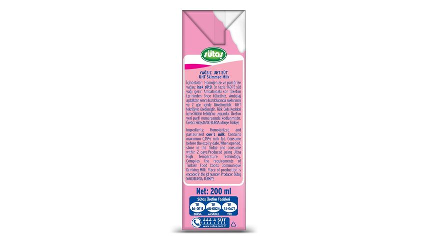 Sütaş Light Süt 200 ml