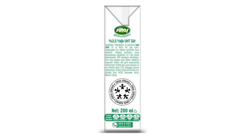 Sütaş Tam Yağlı Süt 200 ml