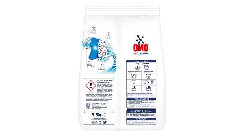 Omo Toz Çamaşır Deterjanı Active Fresh Beyazlar 5.5 kg