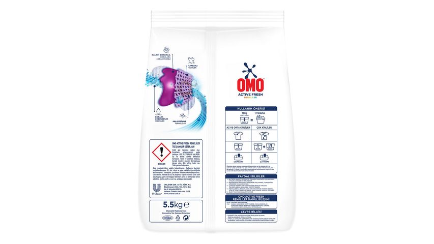 Omo Toz Çamaşır Deterjanı Active Fresh Renkliler 5.5 kg