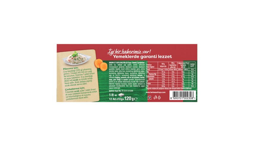 Knorr Et Suyu Tablet Bulyon 12 Adet