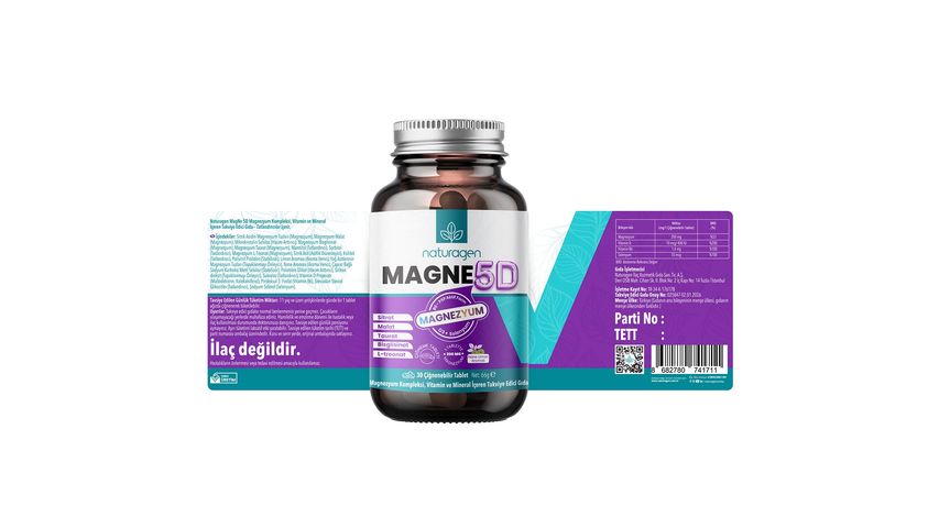 Naturagen Magne5D Magnesium Complex 200 mg, 30 Tablets