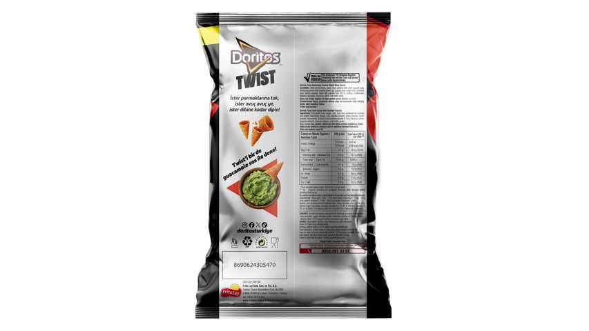 Doritos Twist Közlenmiş Kırmızı Biber Aromalı Mısır Cipsi 115 g