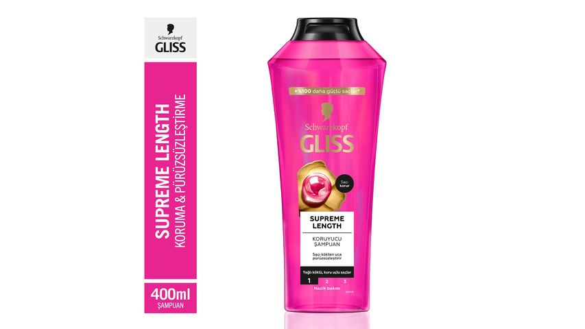 Gliss Supreme Length Biotin Kompleksi & Şakayık Çiçeği Özü ile Koruyucu Şampuan 400 ml
