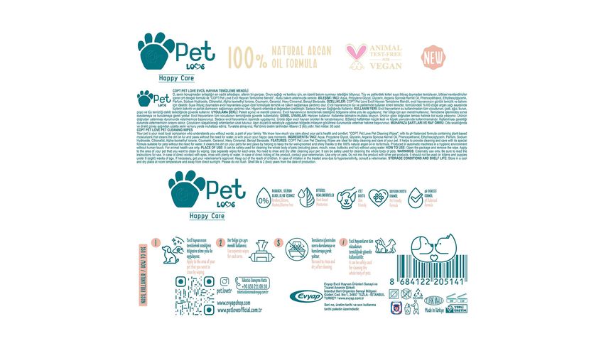 Pet Love Pet Cleaning Wipes 60 Count
