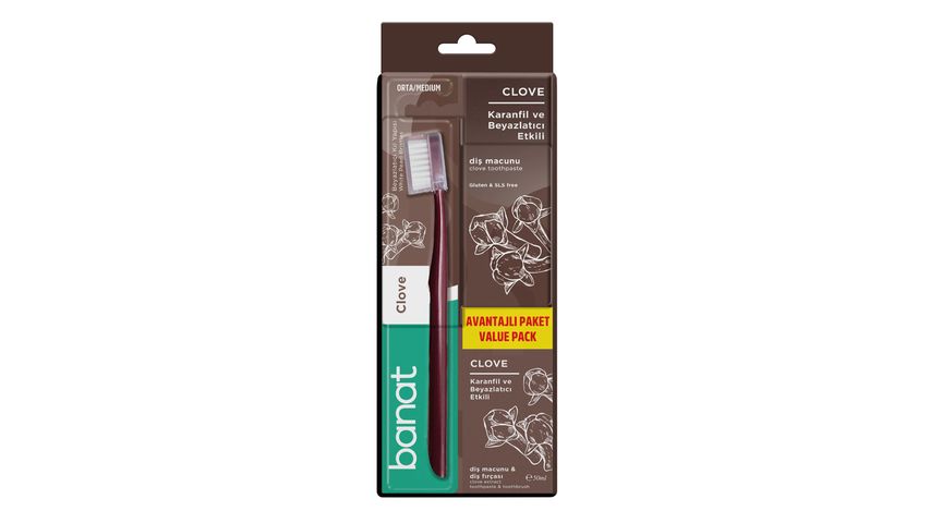 Banat Diş Fırçası Orta & Karanfilli Diş Macunu 50 ml