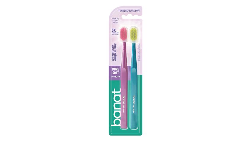 Banat Pro 6240 Medium Toothbrush (1+1)