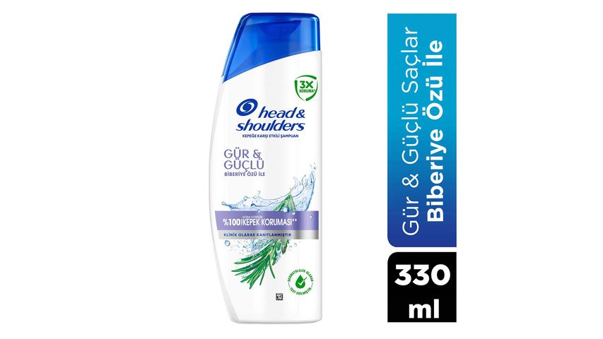 Head & Shoulders Biberiye Özlü Gür & Güçlü Saçlar İçin Kepeğe Karşı Etkili Şampuan 330 ml