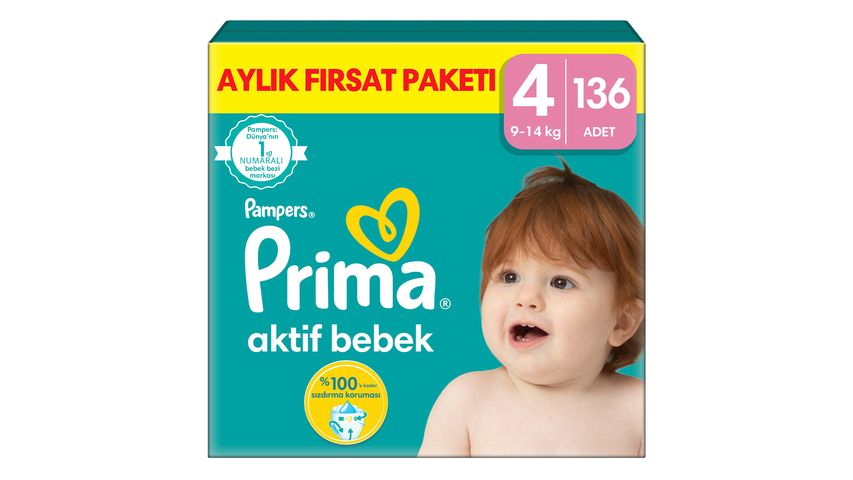 Prima Aktif Bebek Bebek Bezi 4 Beden 136 Adet