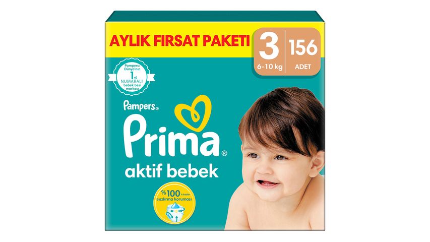 Prima Aktif Bebek Bebek Bezi 3 Beden 156 Adet