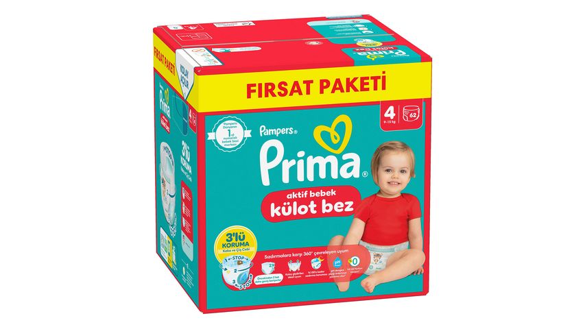 Prima Pants Diapers Size 4 Maxi – 62 Count
