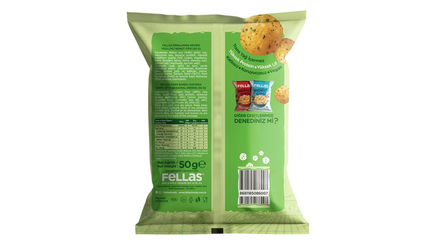 Fellas Baked Chickpea Chips with Mixed Greens Flavor 50 g