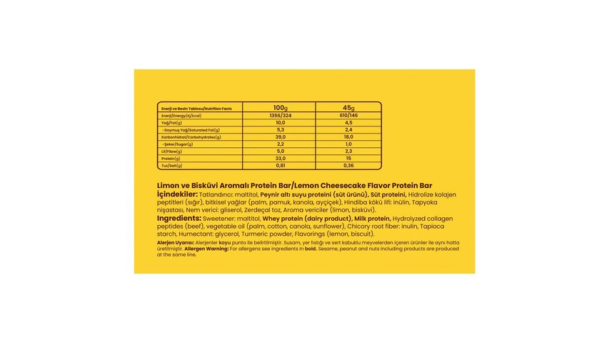 Bahs High Protein Lemon Cheesecake Bar 45 g