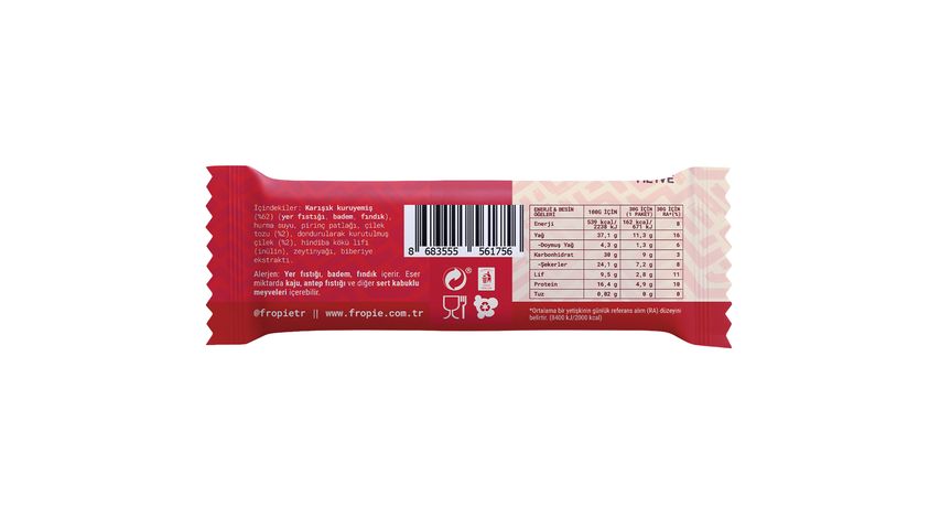 Fropie Freeze Dried Çilekli Kuruyemiş Bar 30 g