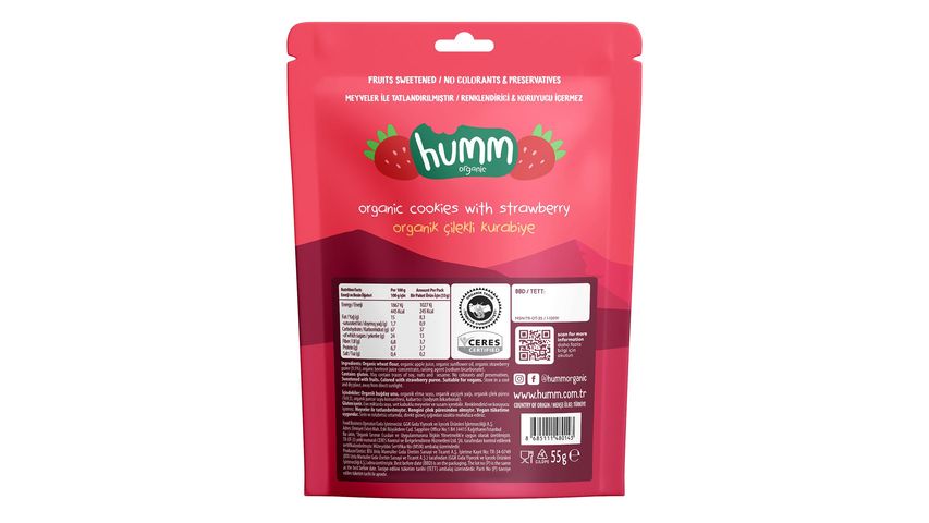 Humm Organik Vegan Çilekli Kurabiye 55 g
