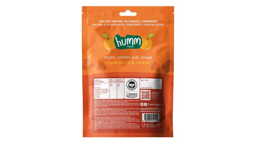 Humm Organik Vegan Portakallı Kurabiye 55 g