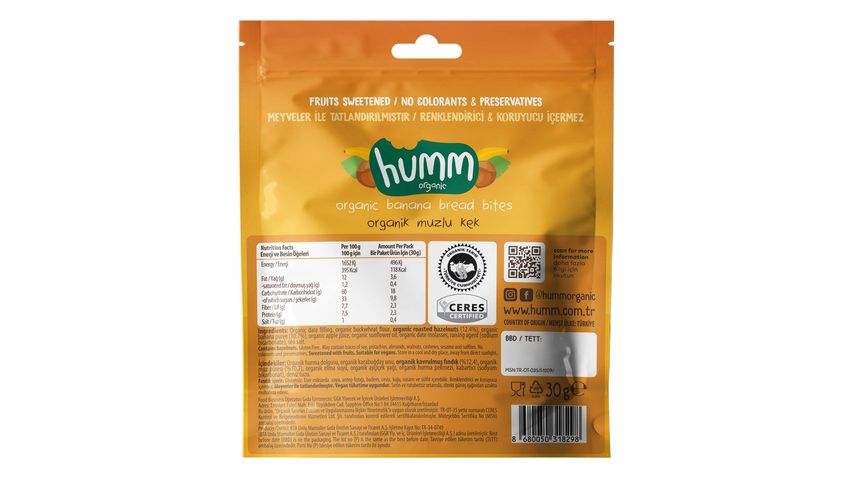 Humm Organic Gluten-Free Vegan Banana Cake 30 g