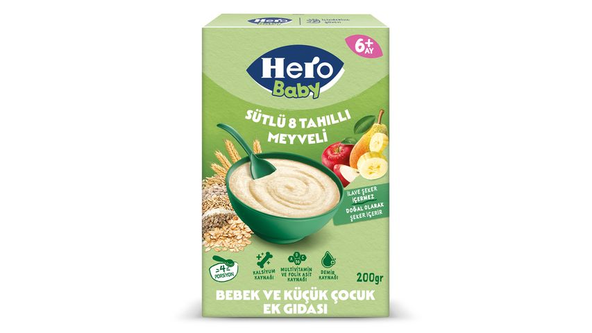 Hero Baby Sütlü 8 Tahıllı Meyveli 200 g