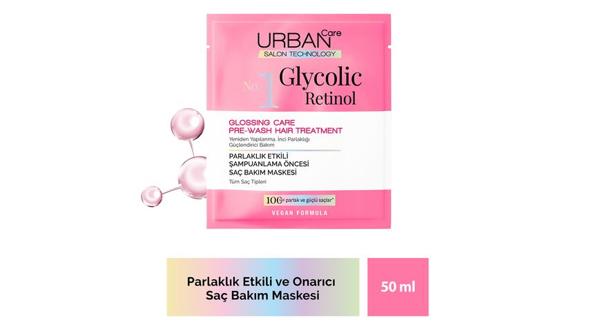 Urban Care Gloss Glycolic Retinol Parlaklık Etkili Duş Öncesi Saç Bakım Maskesi 50 ml
