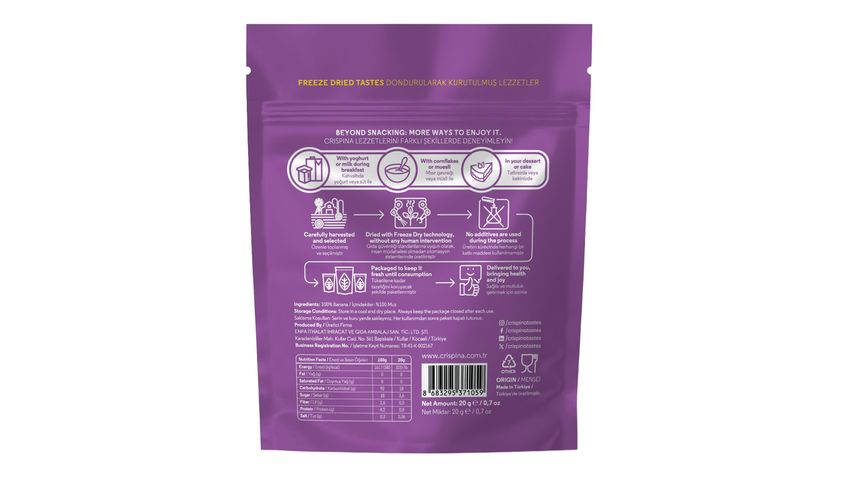 Crispina Kurutulmuş Çıtır Muz 20 g
