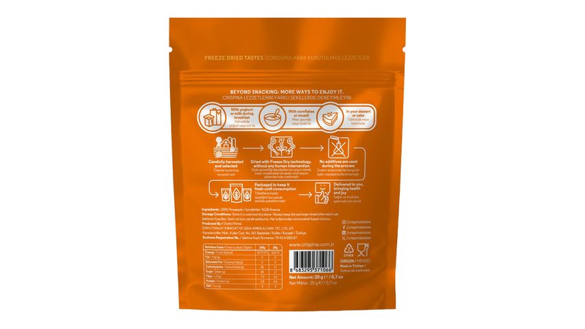 Crispina Kurutulmuş Çıtır Ananas 20 g