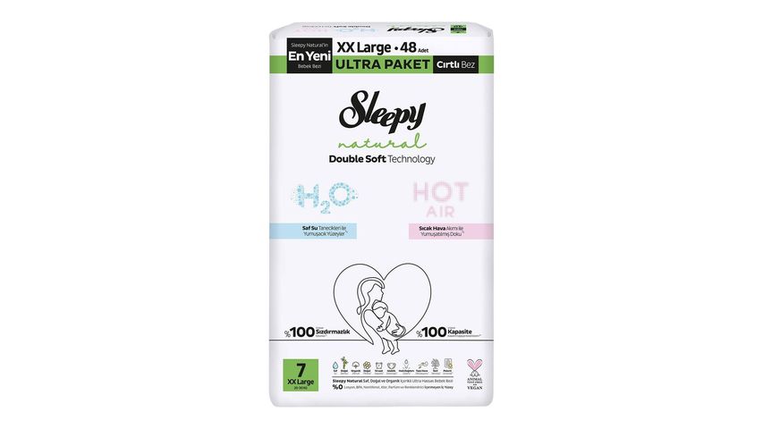 Sleepy Natural Double Soft Baby Diaper Ultra XXL No:7 48 pcs