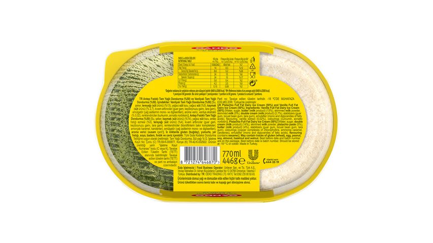 Oando Pistachio & Vanilla Ice Cream Tub 770 ml