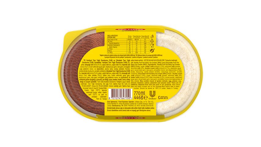 Oando Chocolate & Vanilla Ice Cream Tub 770 ml