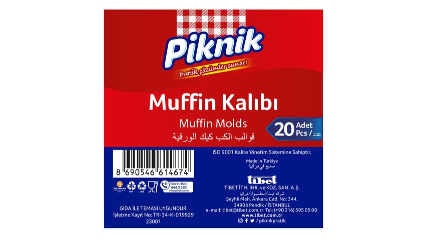 Piknik Renkli Muffin Kalıbı 20 Adet