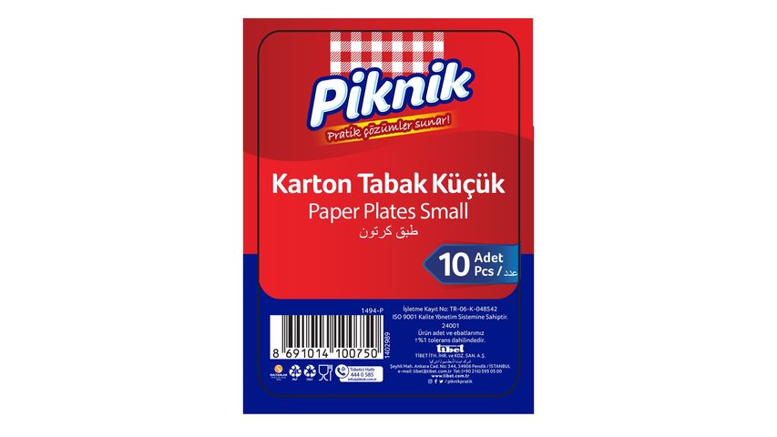 Piknik Karton Tabak Küçük Boy 10 Adet