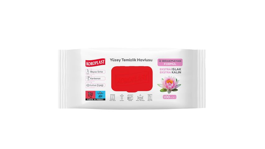 Koroplast Lotus Flower Scented Surface Cleaning Wipes 100 Pieces