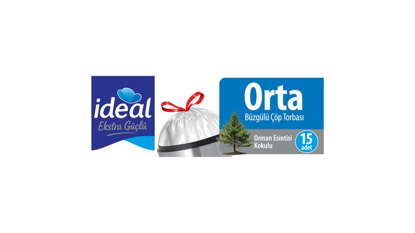 İdeal Büzgülü Orman Esintisi Kokulu Orta Boy Çöp Torbası 15 Adet
