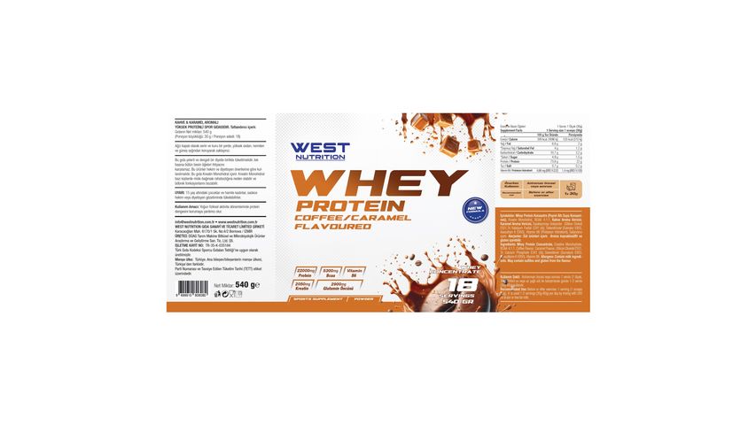 Whey Coffee & Caramel Flavored Protein Powder 540 g