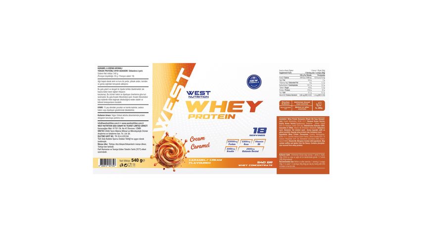 Whey Karamel & Krema Aromalı Protein Tozu 540 g