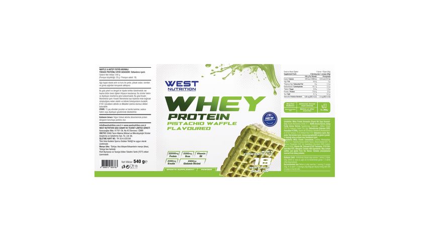 Whey Waffle & Antep Fıstığı Aromalı Protein Tozu 540 g