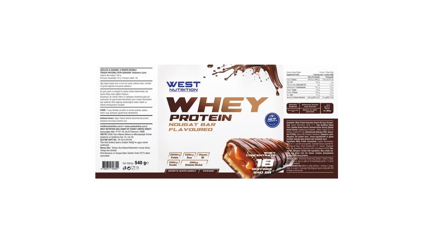 Whey Çikolata, Karamel & Bisküvi Aromalı Protein Tozu 540 g