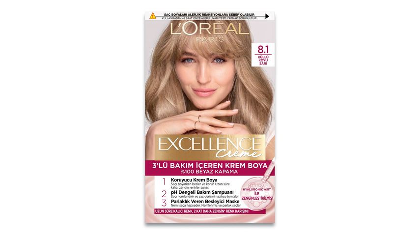 L’Oreal Paris Excellence Creme 8.1 Koyu Sarı Küllü Saç Boyası 268 g