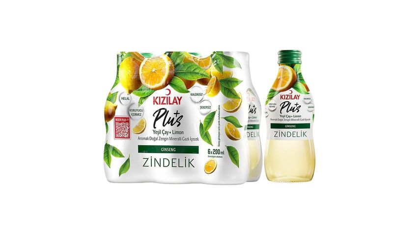 Kızılay Plus Green Tea, Lemon & Ginseng Vitality 6 x 200 ml