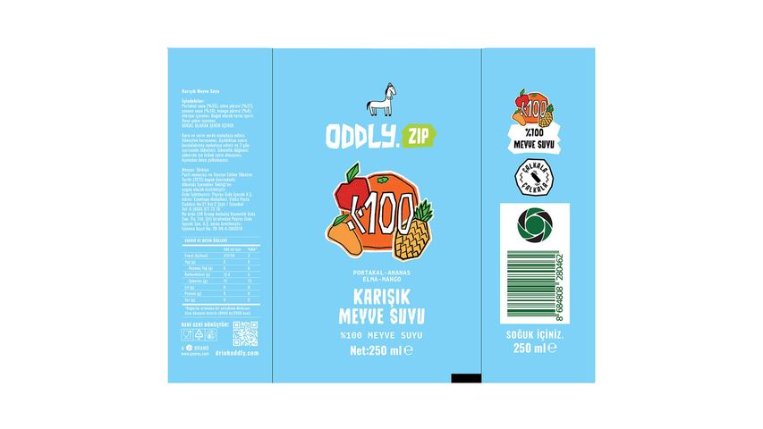 Oddly.Zip %100 Karışık Meyve Suyu 250 ml