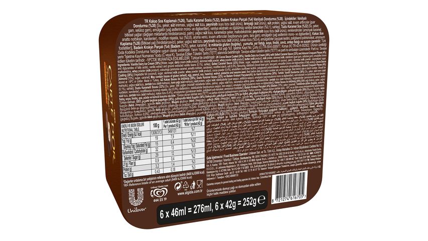 Algida Carte d'Or Petite Bar Caramella 6 pcs 276 ml