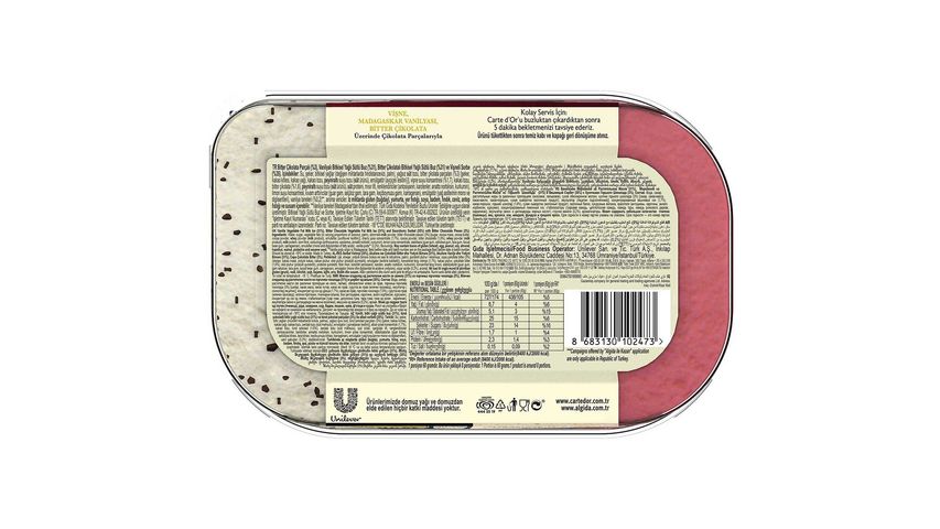 Algida Carte d'Or Classic Extra Cherry, Dark Chocolate & Cream 850 ml