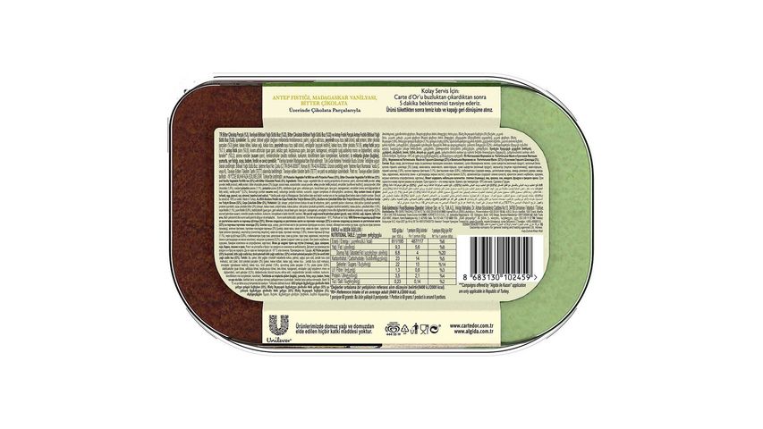 Algida Carte d'Or Classic Vanilya, Fıstık & Bitter Çikolata 850 ml
