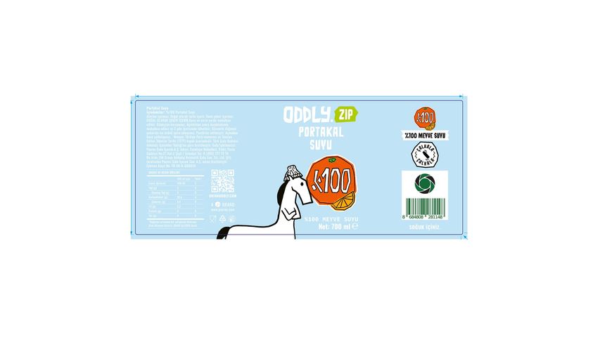 Oddly.Zip %100 Portakal Suyu Cam 700 ml