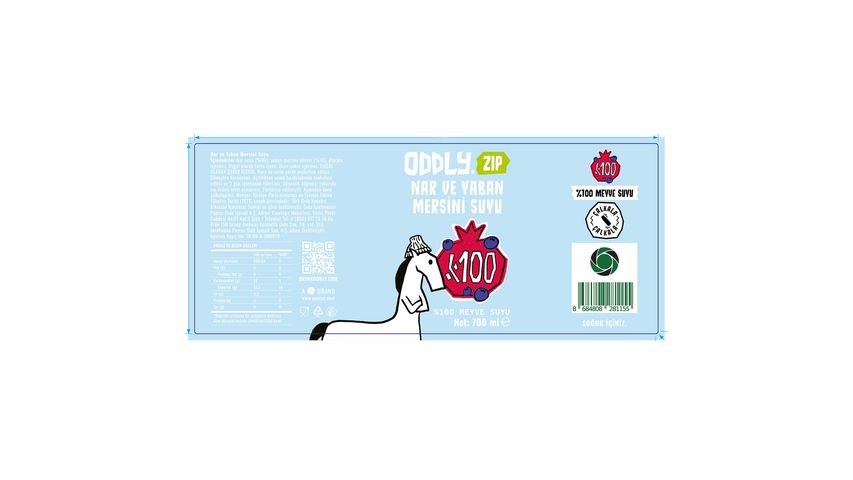 Oddly.Zip 100% Pomegranate & Blueberry Juice Glass Bottle 700 ml